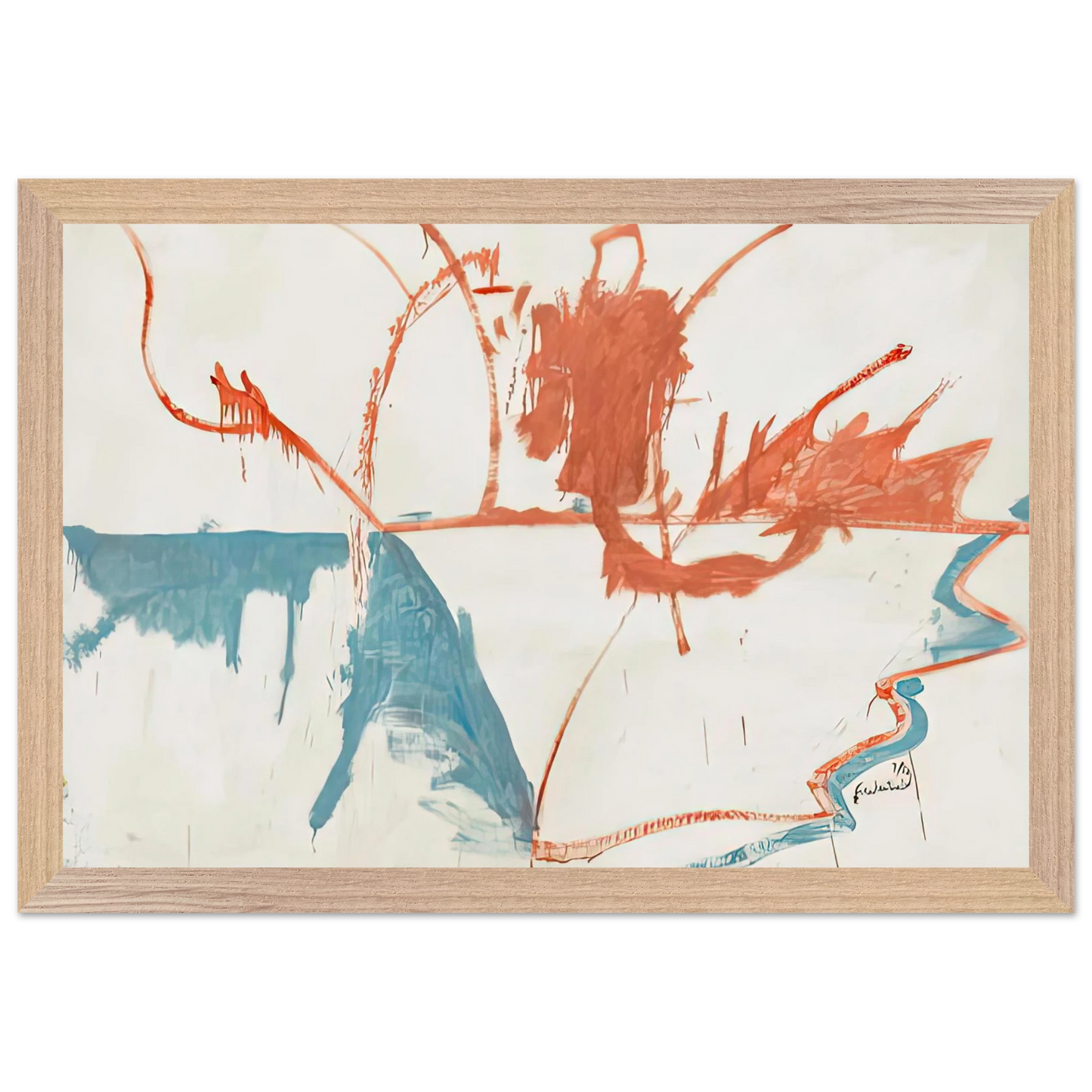 Helen Frankenthaler - French Horizon, 1958- Wall Art - 60x80 cm / 24x32 inches - Premium Wooden Framed Poster With Fine Art Paper-canvas - White frame