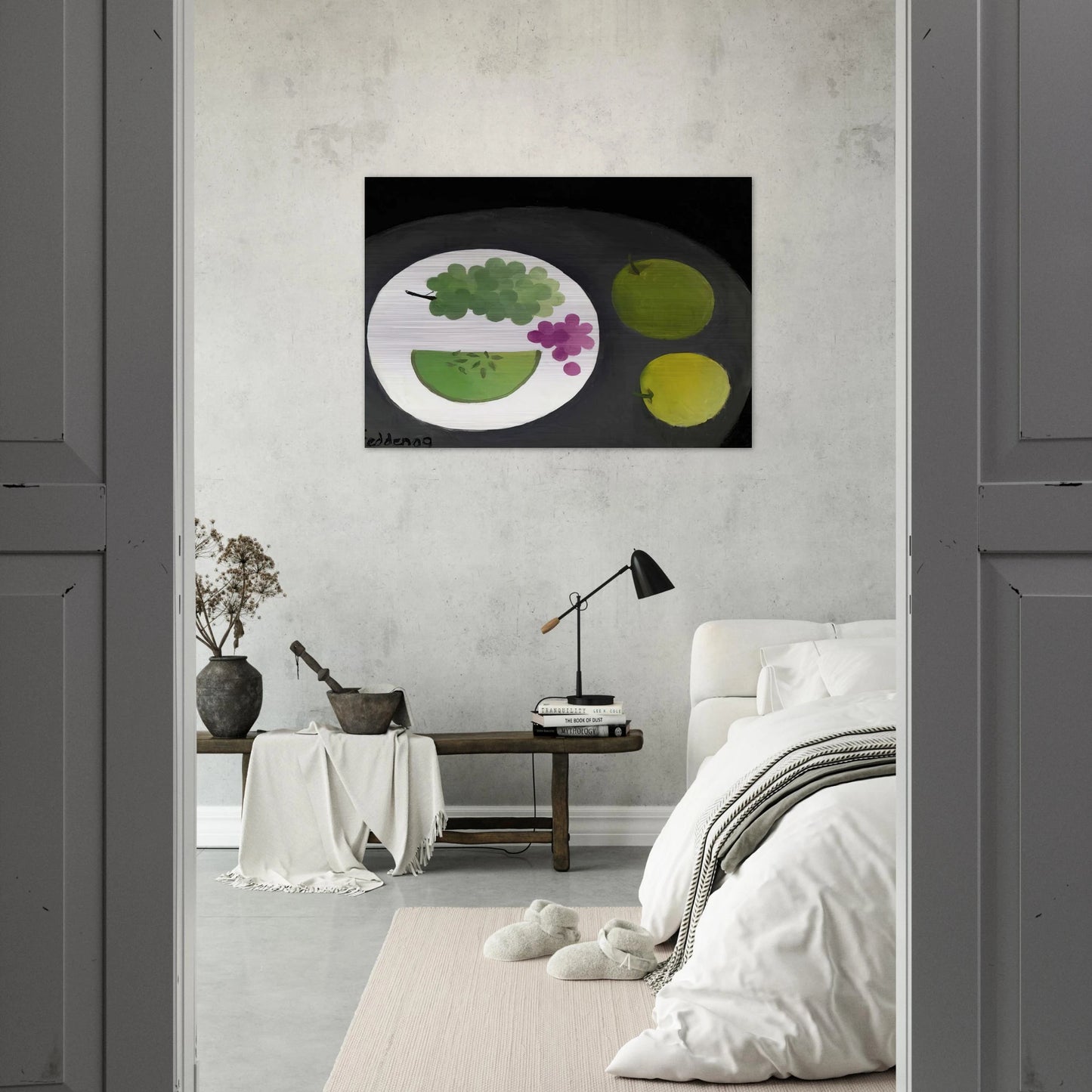 Melon and Grapes - 2009 - Mary Fedden Brushed Aluminum Print - 70x100 cm / 28x40 inches | Mary Fedden Aluminum Print | Mary Fedden Prints