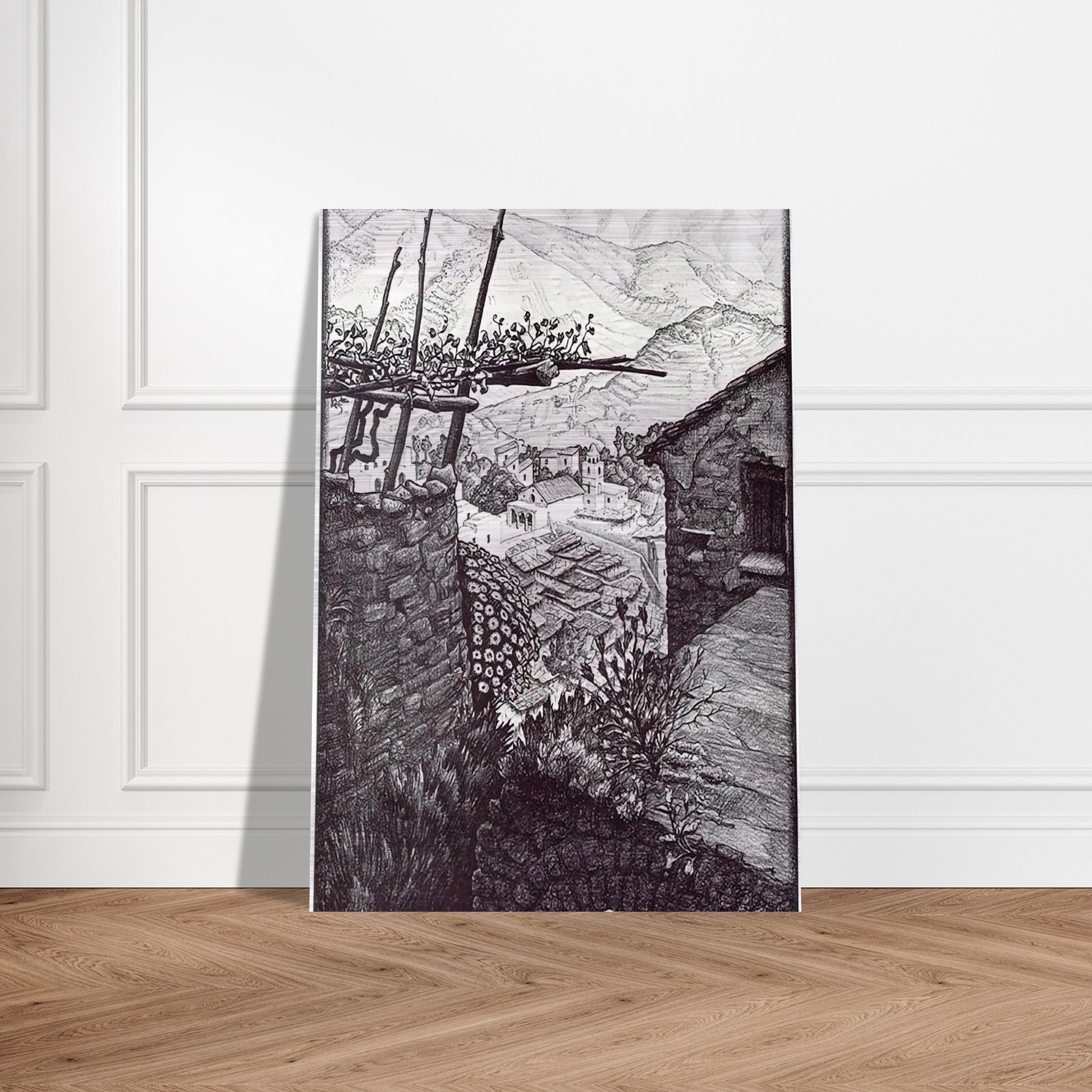 THE HAMLET OF TURELLO SOUTHERN ITALY - MC Escher Brushed Aluminum Print - 70x100 cm / 28x40 inches | MC Escher Aluminum Print | MC Escher Prints