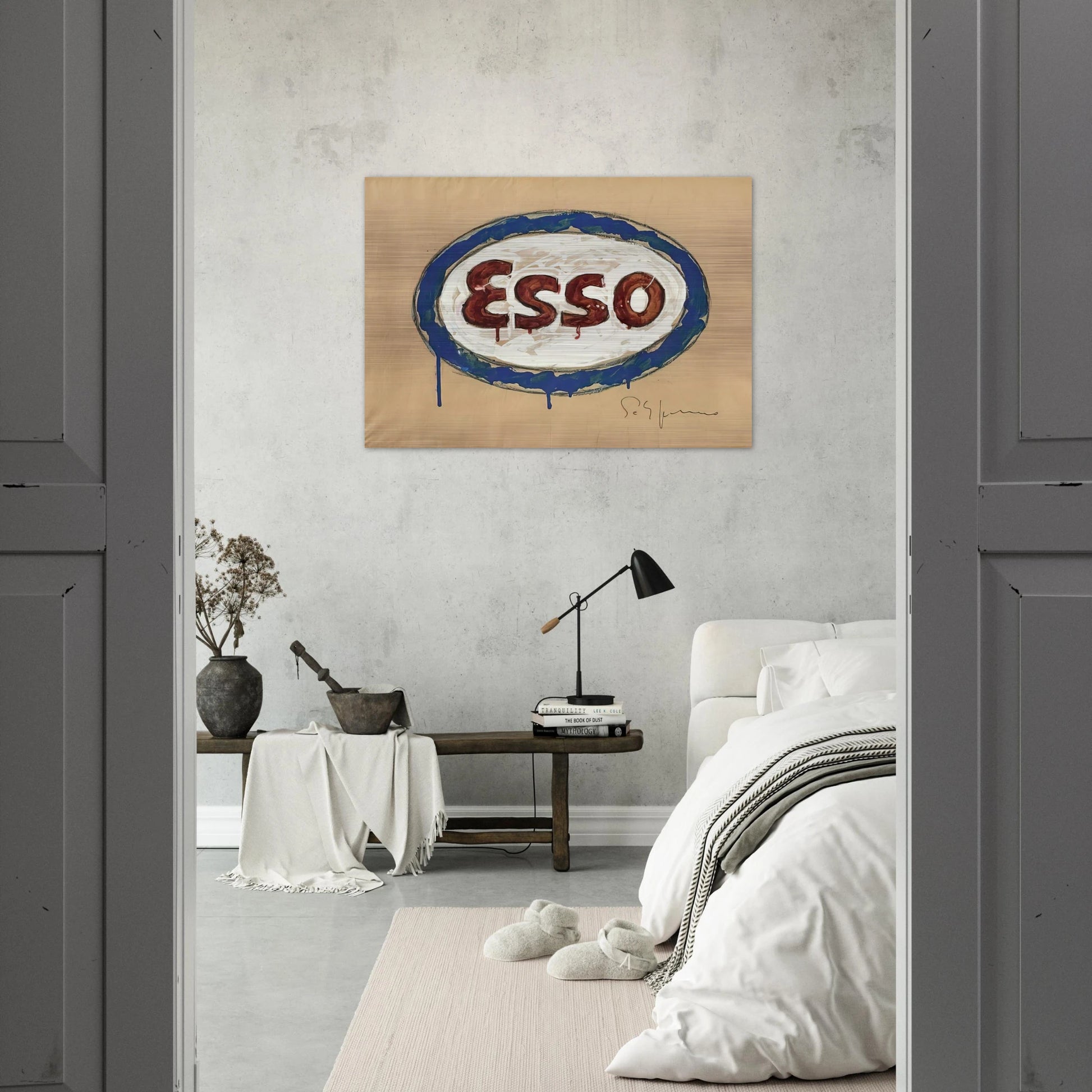 Esso - Pop Art - Mario Schifano Brushed Aluminum Print - 70x100 cm / 28x40 inches | Mario Schifano Aluminum Print | Mario Schifano Prints