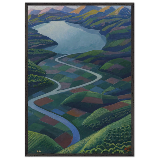 Paesaggio Aereo - 1936 - Gerardo Dottori 70x100 cm / 28x40 inches Framed Art Print – Black Wooden Frame