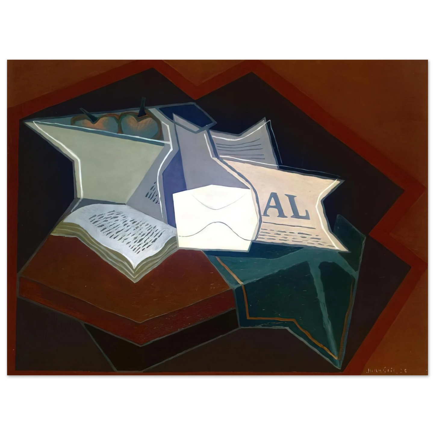 Juan Gris - COMPOTIER CARAFE AND OPEN BOOK  75x100 cm / 30x40inches Fine Art Poster