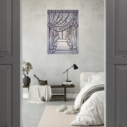 CURTAINS 1962 - Roy Lichtenstein Brushed Aluminum Print - 70x100 cm / 28x40 inches | Roy Lichtenstein Aluminum Print | Roy Lichtenstein Prints