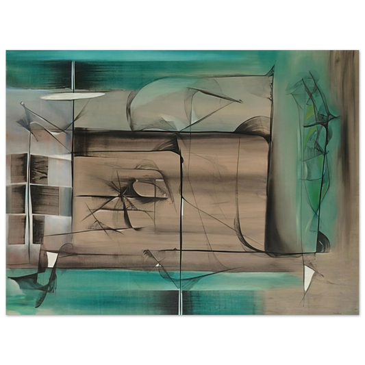 Jimmy Ernst - Abstraction in Green and Black - 1946  75x100 cm / 30x40inches Fine Art Poster