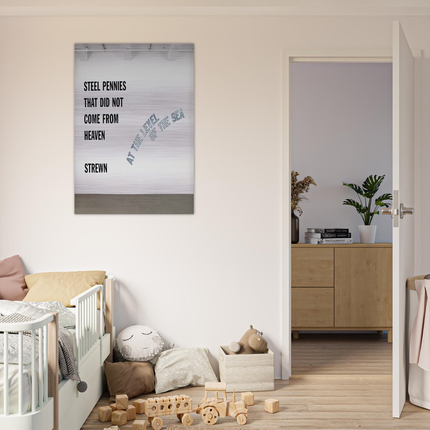 Steel Pennies That... - 2008 - Lawrence Weiner Brushed Aluminum Print - 70x100 cm / 28x40 inches | Lawrence Weiner Aluminum Print | Lawrence Weiner Prints