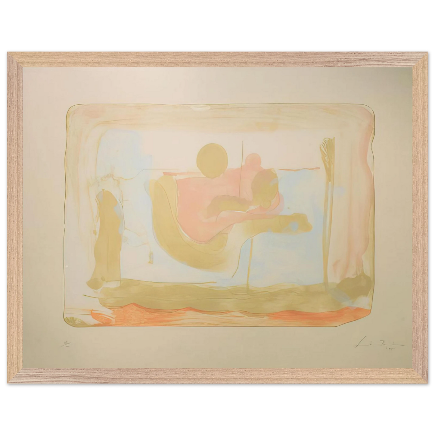 Helen Frankenthaler - Reflections I - 1995 Wall art - 40x50 cm / 16x20 inches - Premium Wooden Framed Poster With Fine Art Paper-canvas - Black frame