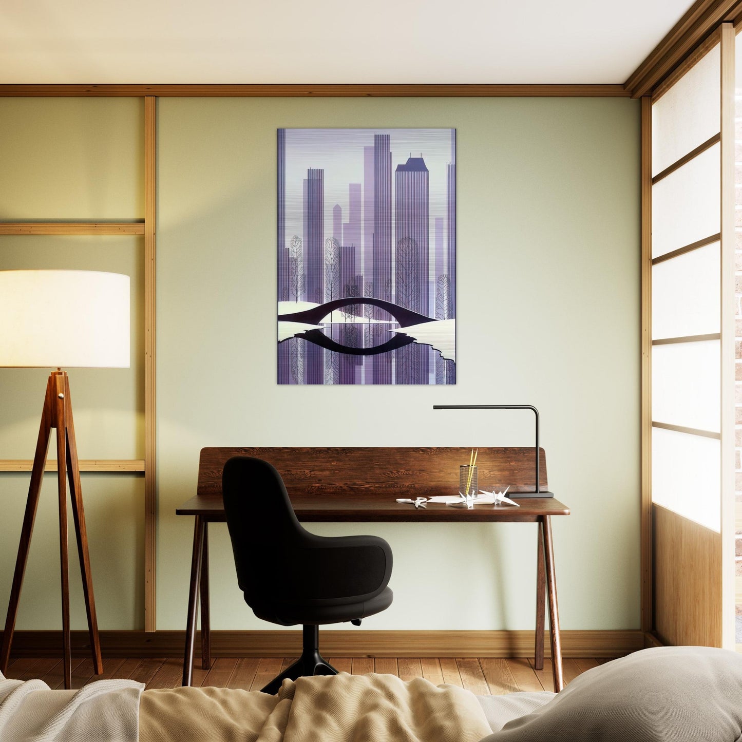 Central Park - Eyvind Earle Brushed Aluminum Print - 70x100 cm / 28x40 inches | Eyvind Earle Aluminum Print | Eyvind Earle Prints