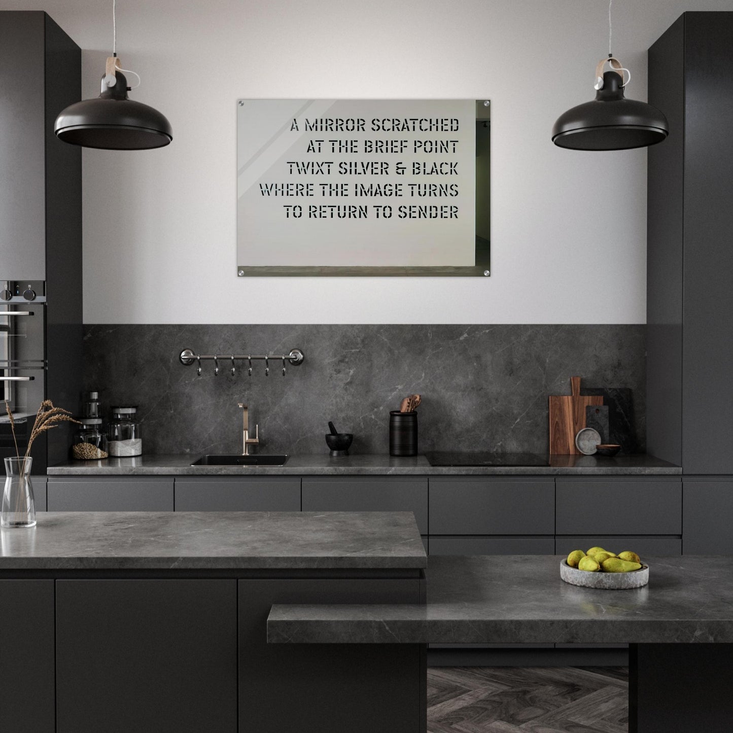A Mirror Scratched... - 2004 - Lawrence Weiner Acrylic Print - 70x100 cm / 28x40″ inches