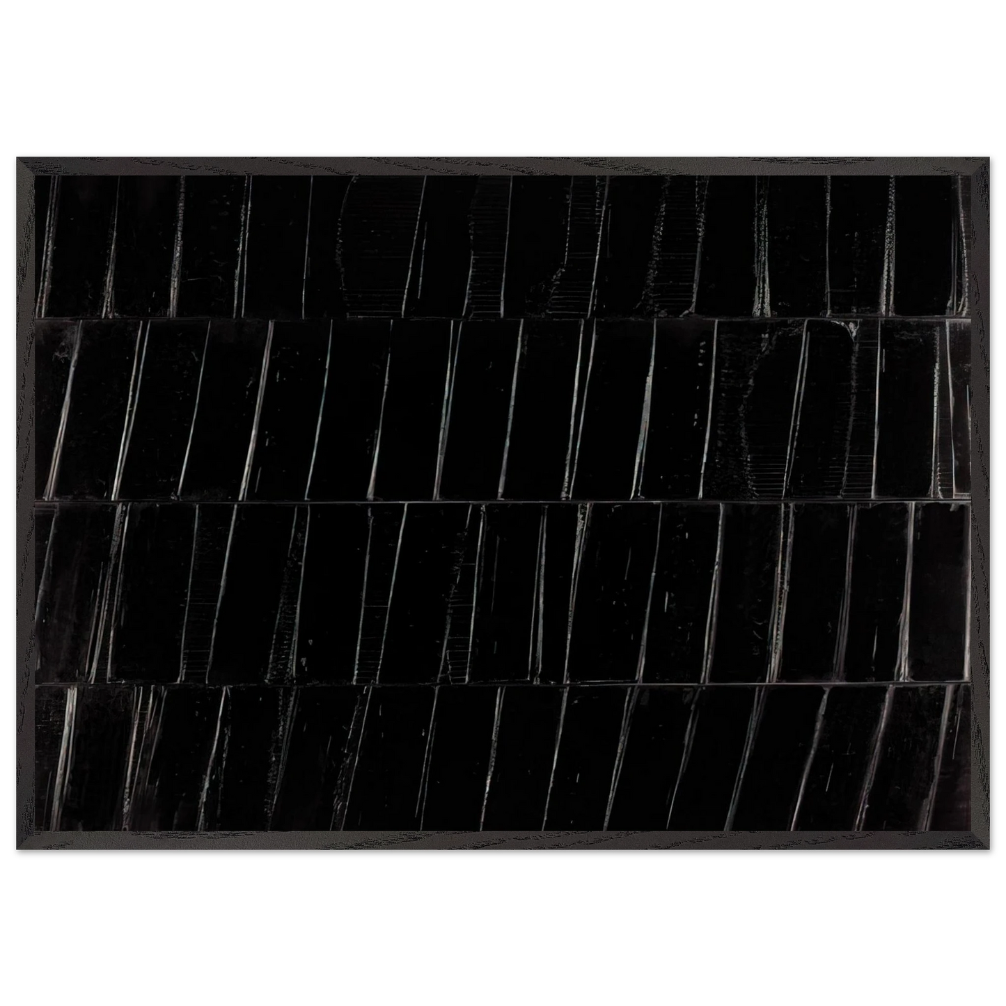 Peinture 324 x 362 cm 1985 Polyptyque C - 1985 - Pierre Soulages 70x100 cm / 28x40 inches Framed Art Print – Black Wooden Frame