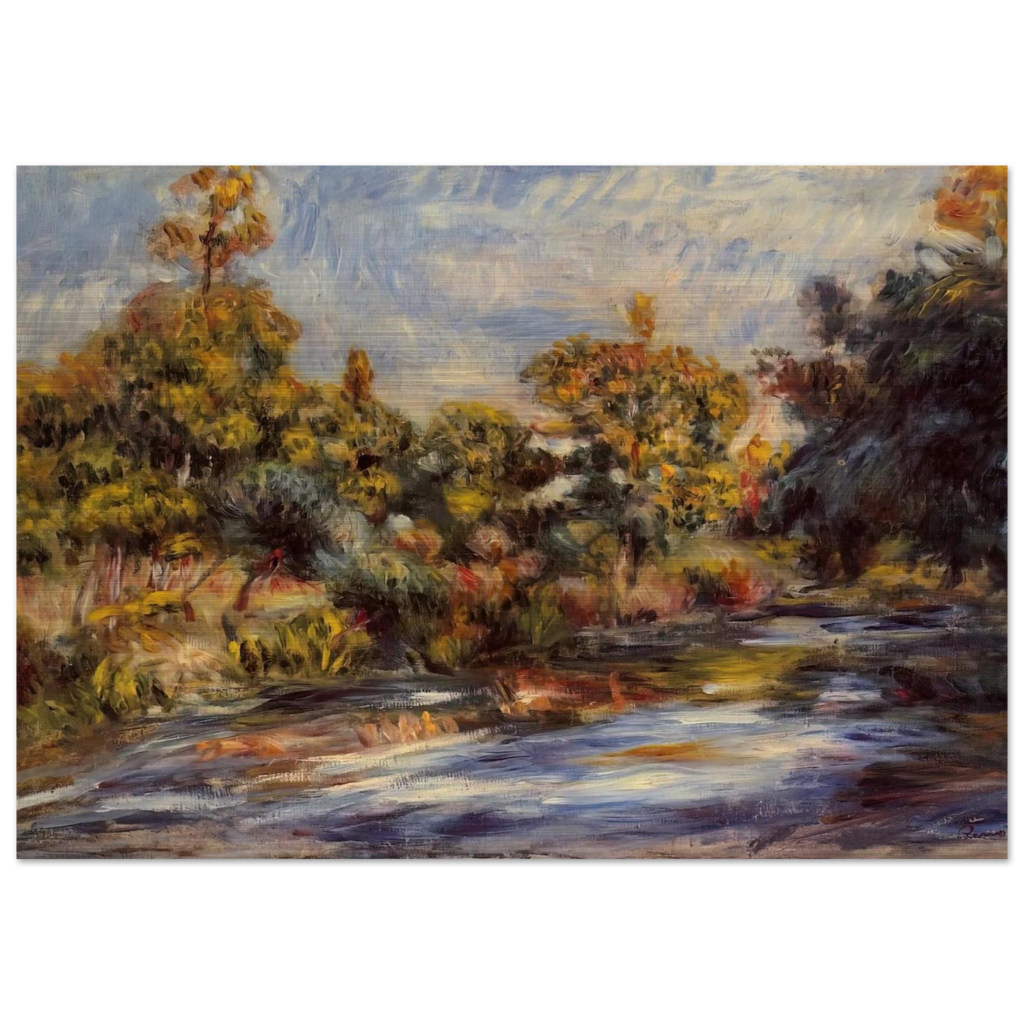 Landscape with River - Pierre-Auguste Renoir Brushed Aluminum Print - 70x100 cm / 28x40 inches | Pierre-Auguste Renoir Aluminum Print | Pierre-Auguste Renoir Prints