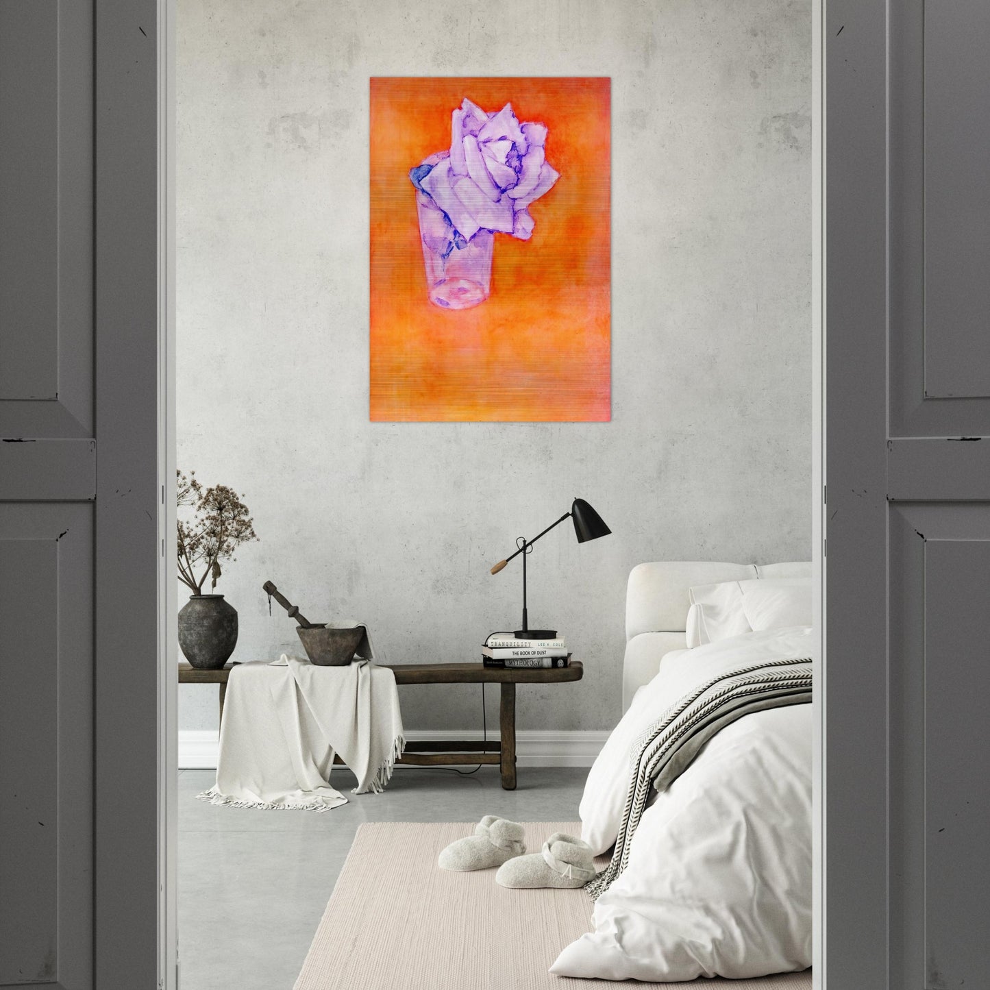 White Rose in a Glass - Piet Mondrian Brushed Aluminum Print - 70x100 cm / 28x40 inches | Piet Mondrian Aluminum Print | Piet Mondrian Prints