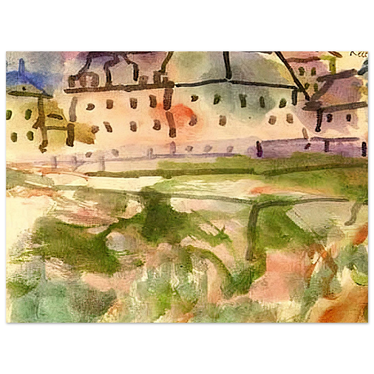 Paul Klee - HOUSES NEAR THE GRAVEL PIT 1913  75x100 cm / 30x40inches Fine Art Poster