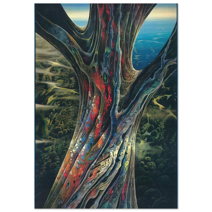 The Great Jewel Tree - Eyvind Earle Brushed Aluminum Print - 70x100 cm / 28x40 inches | Eyvind Earle Aluminum Print | Eyvind Earle Prints