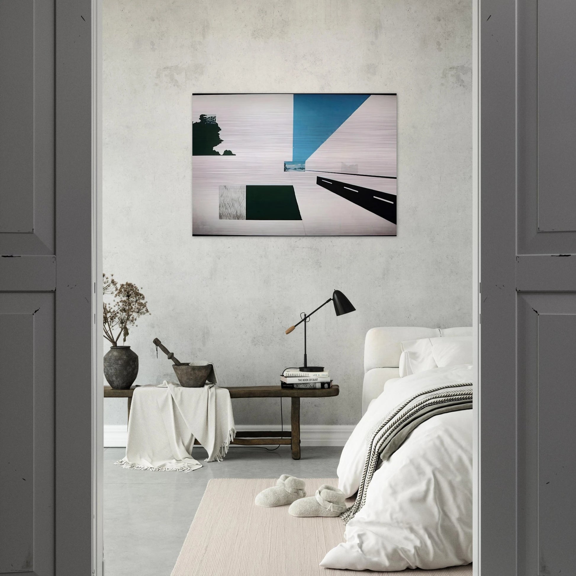 Looking North at 121 Mile Marker - Pop Art - Allan D Arcangelo Brushed Aluminum Print - 70x100 cm / 28x40 inches | Allan D Arcangelo Aluminum Print | Allan D Arcangelo Prints