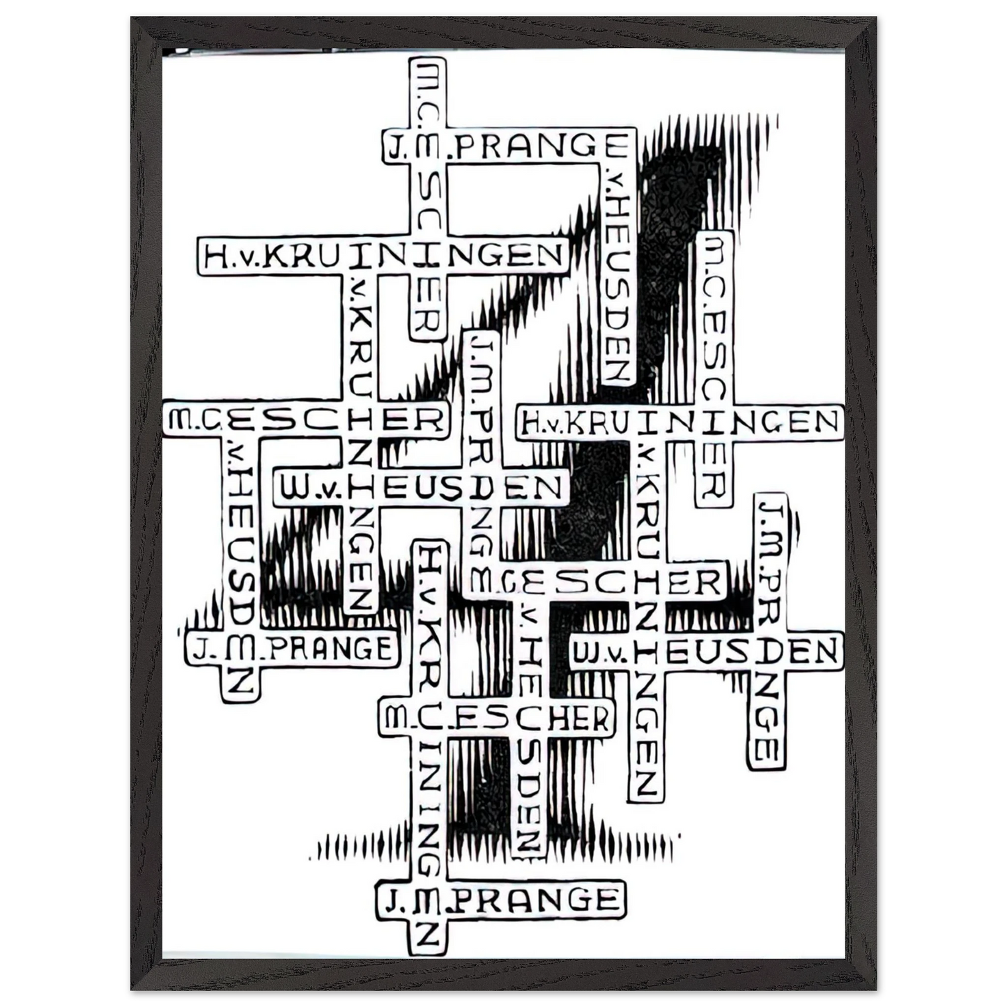 MC Escher - ESCHER (29) Wall Art - 21x29.7 cm / 8x12" - Premium Wooden Framed Poster With Fine Art Paper-canvas - White frame
