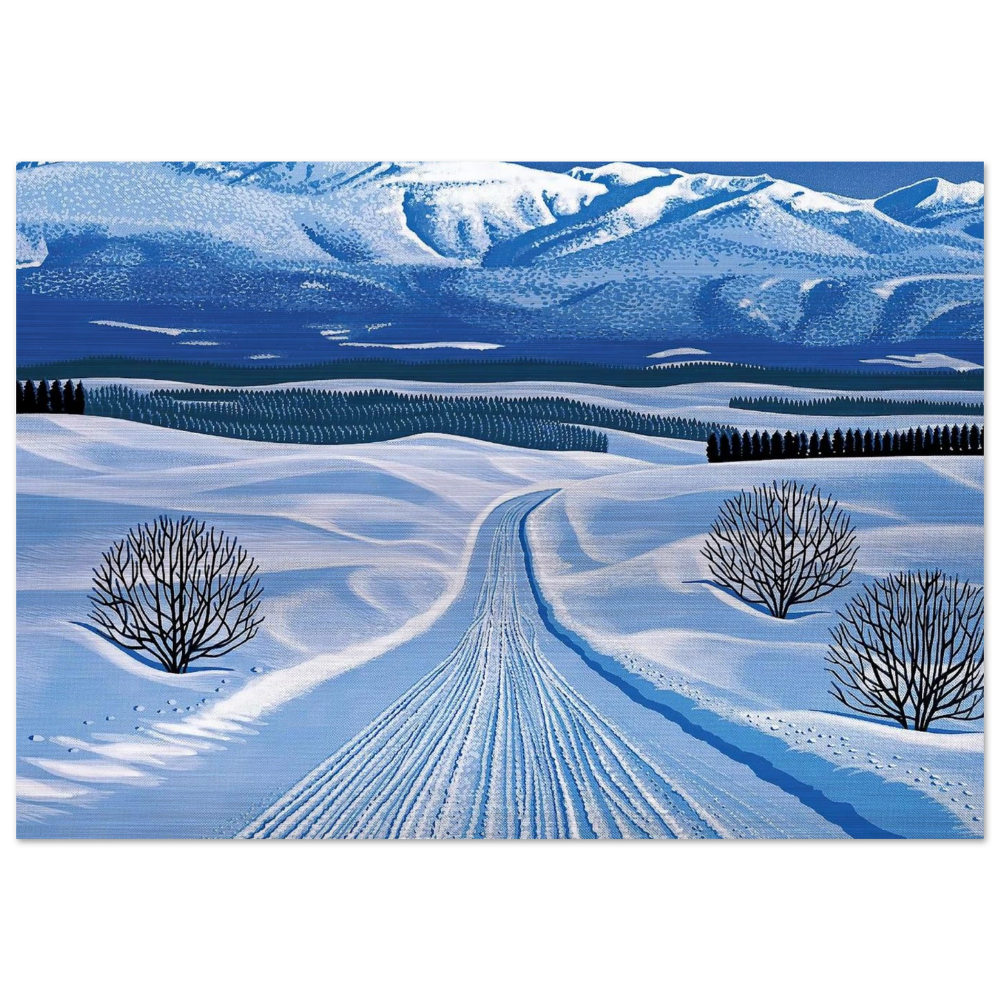 Winter Roads - Hiroshi Nagai Brushed Aluminum Print - 70x100 cm / 28x40 inches | Hiroshi Nagai Aluminum Print | Hiroshi Nagai Prints