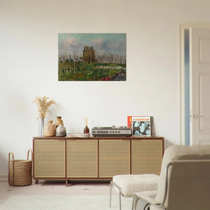 DONJON STREET - Maurice Utrillo Brushed Aluminum Print - 70x100 cm / 28x40 inches | Maurice Utrillo Aluminum Print | Maurice Utrillo Prints