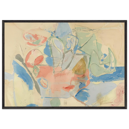 Mountains and Sea 1952- - Helen Frankenthaler 70x100 cm / 28x40 inches Framed Art Print – Black Wooden Frame