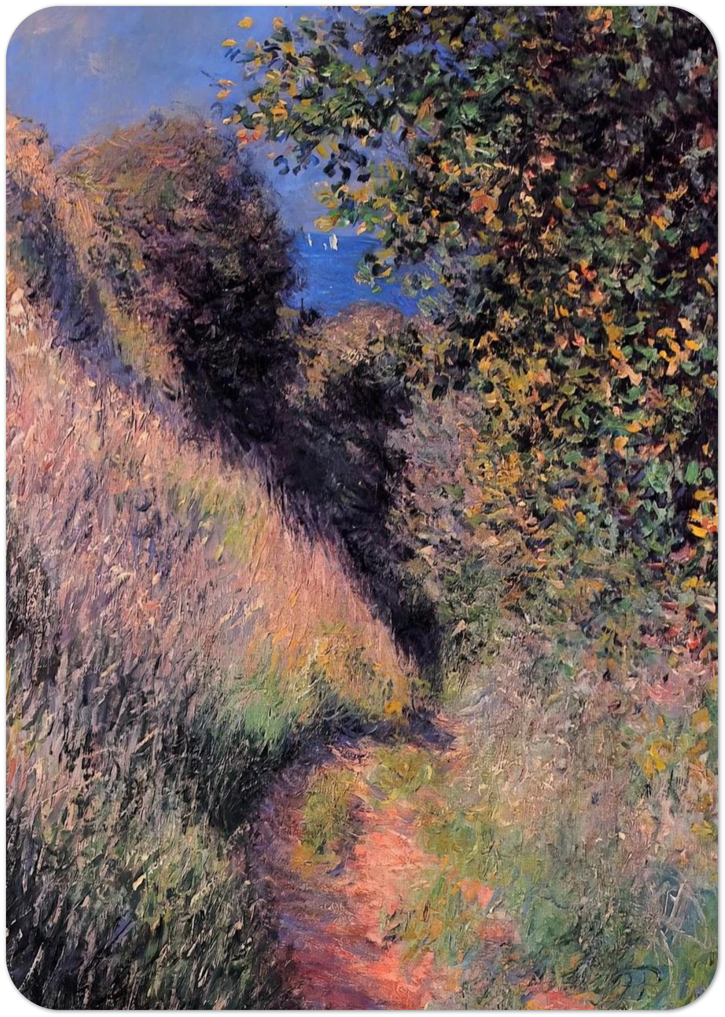 Path at Pourville By claude monet Pack of 10 Post Cards | claude monet Post Cards | A6 (10.5 x 14.8 cm) - 4.1 x 5.8 inches