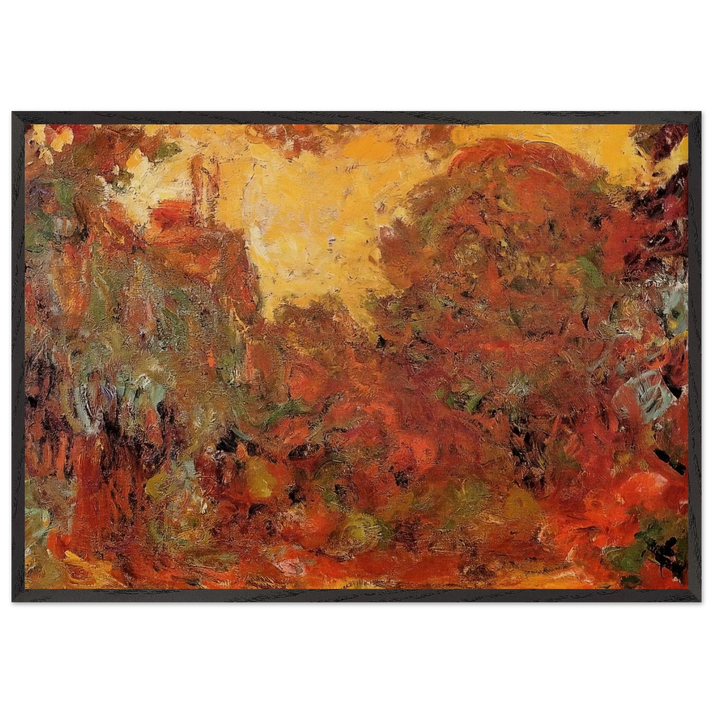 The House Seen from the Rose Garden - claude monet 70x100 cm / 28x40 inches Framed Art Print – Black Wooden Frame
