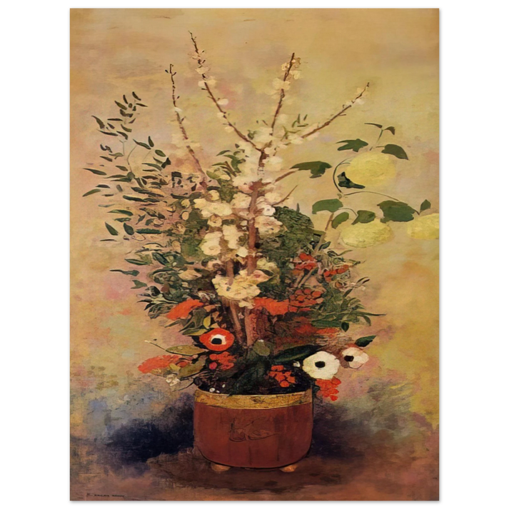 Odilon Redon - VASE OF FLOWERS WITH BRANCHES OF A FLOWERING APPLE TREE  75x100 cm / 30x40inches Fine Art Poster