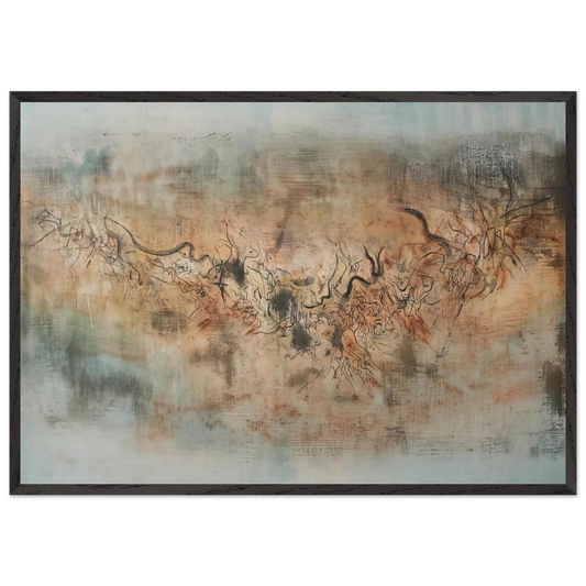 VENT ET POUSSI RE 1957 - Zao Wou-Ki 70x100 cm / 28x40 inches Framed Art Print – Black Wooden Frame