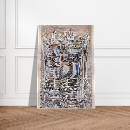 4 GLASSES 1974 - Janet Fish Brushed Aluminum Print - 70x100 cm / 28x40 inches | Janet Fish Aluminum Print | Janet Fish Prints
