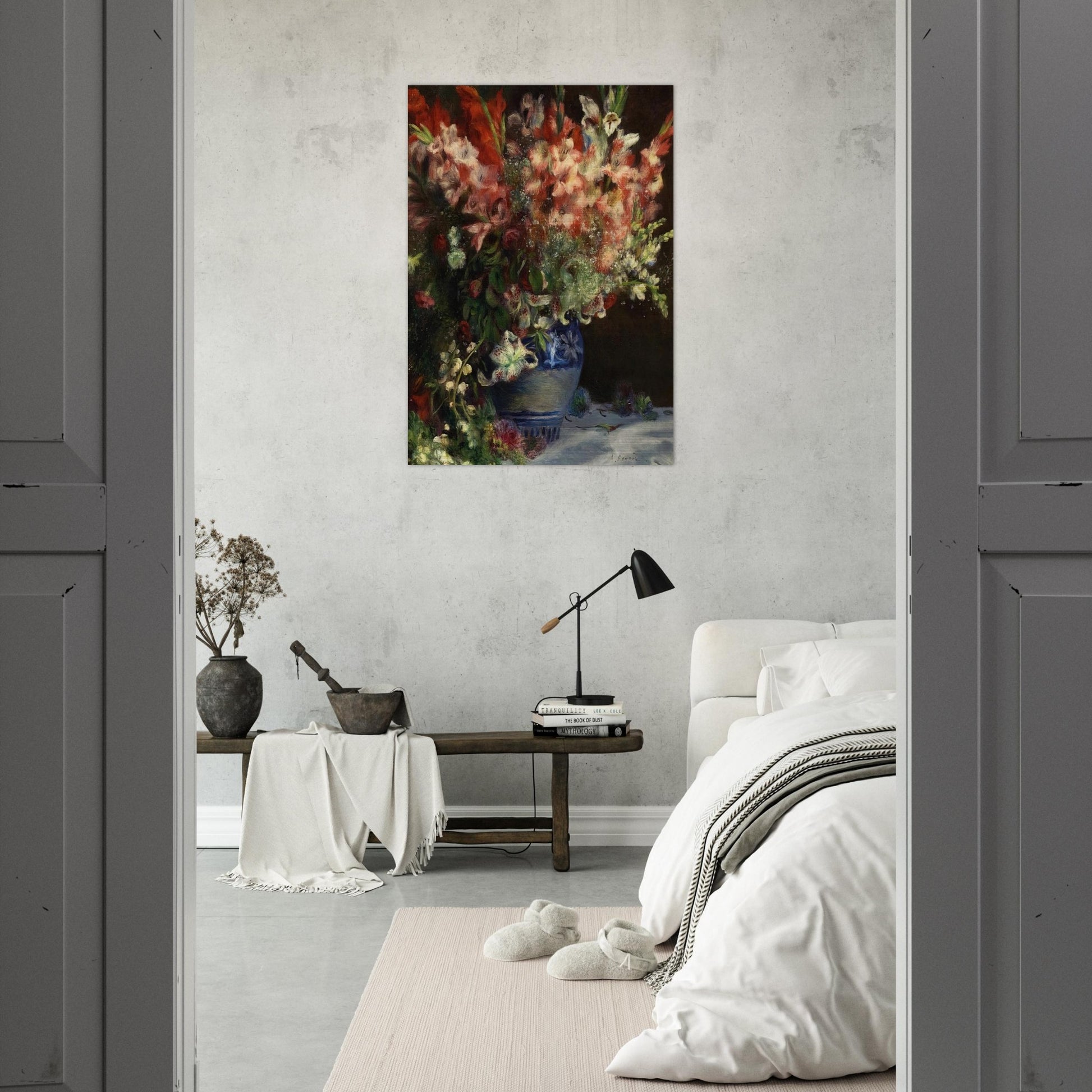 Gladiolas in a Vase - Pierre-Auguste Renoir Brushed Aluminum Print - 70x100 cm / 28x40 inches | Pierre-Auguste Renoir Aluminum Print | Pierre-Auguste Renoir Prints