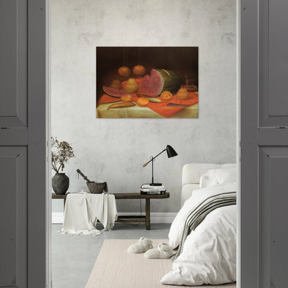 STILL LIFE WITH WATERMELON - Fernando Botero Brushed Aluminum Print - 70x100 cm / 28x40 inches | Fernando Botero Aluminum Print | Fernando Botero Prints