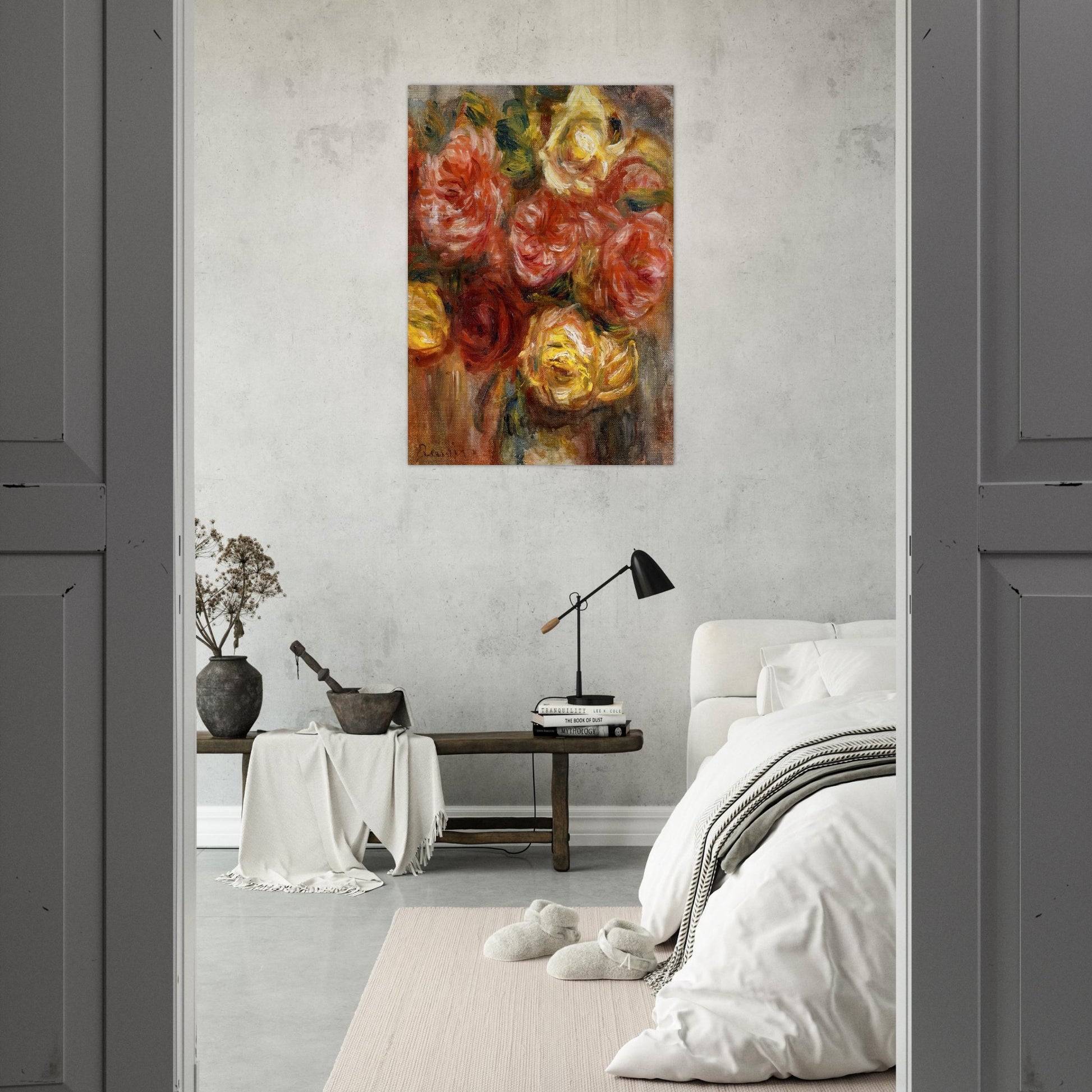 Bouquet of Roses in a Vase - Pierre-Auguste Renoir Brushed Aluminum Print - 70x100 cm / 28x40 inches | Pierre-Auguste Renoir Aluminum Print | Pierre-Auguste Renoir Prints