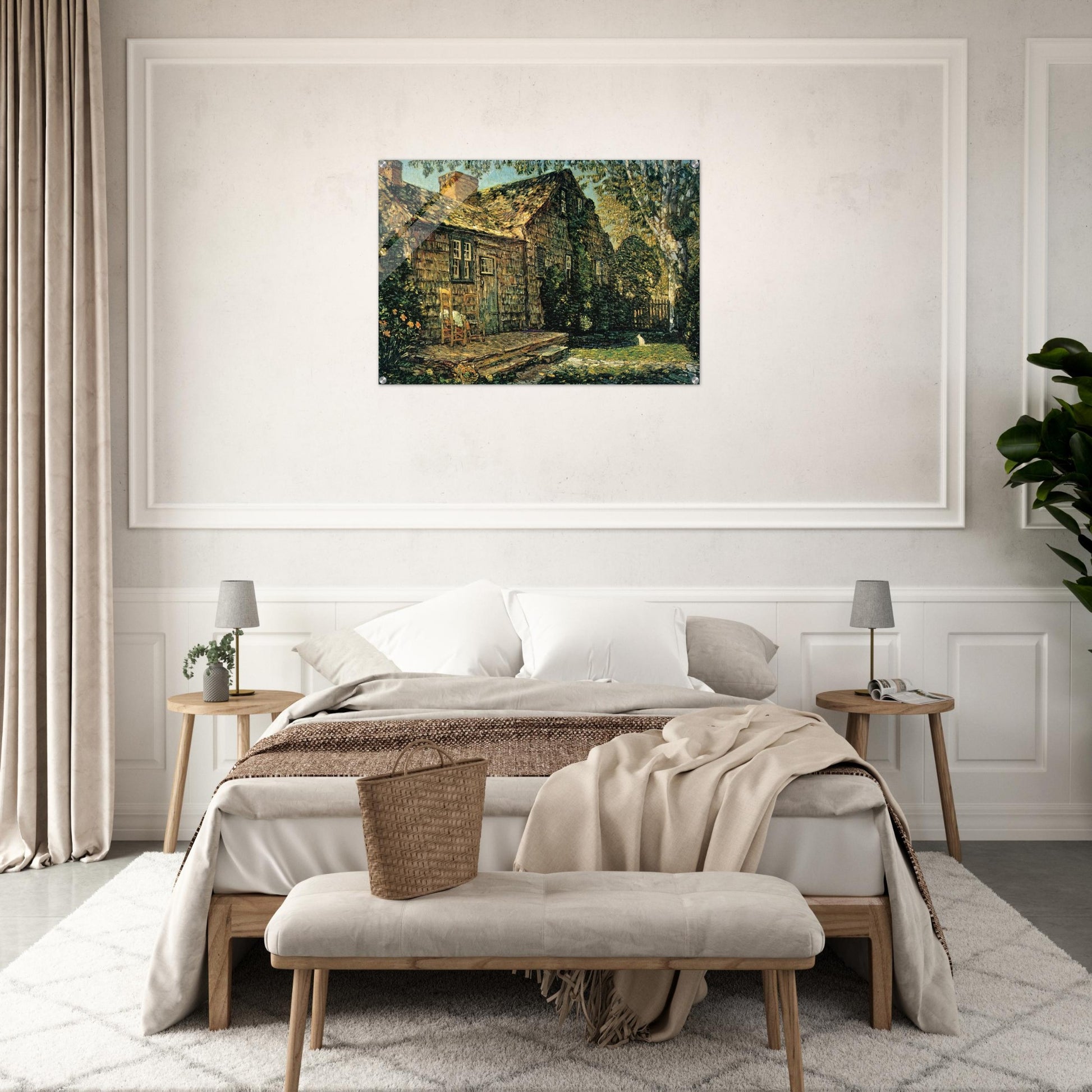 Little Old Cottage, Egypt Lane, East Hampton - Childe Hassam Acrylic Print - 70x100 cm / 28x40″ inches | Childe Hassam Wall Art | Childe Hassam Prints