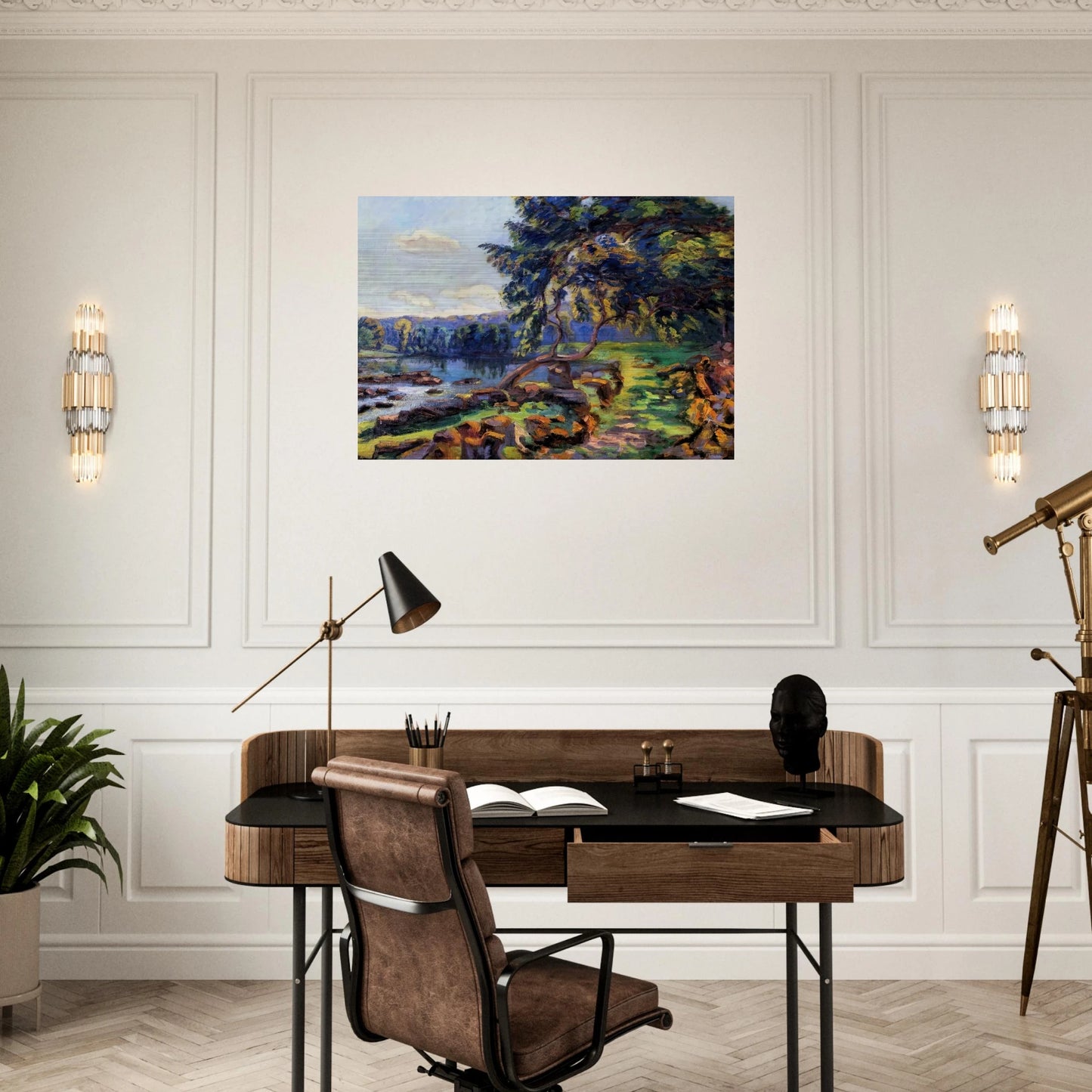 Les rapides a Genetin - 1900 - Armand Guillaumin Brushed Aluminum Print - 70x100 cm / 28x40 inches | Armand Guillaumin Aluminum Print | Armand Guillaumin Prints