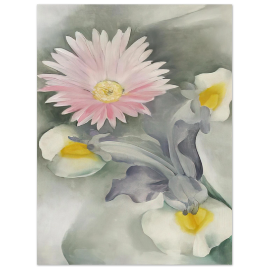 Georgia O'Keeffe - Pink Daisy with Iris Fine Art Poster