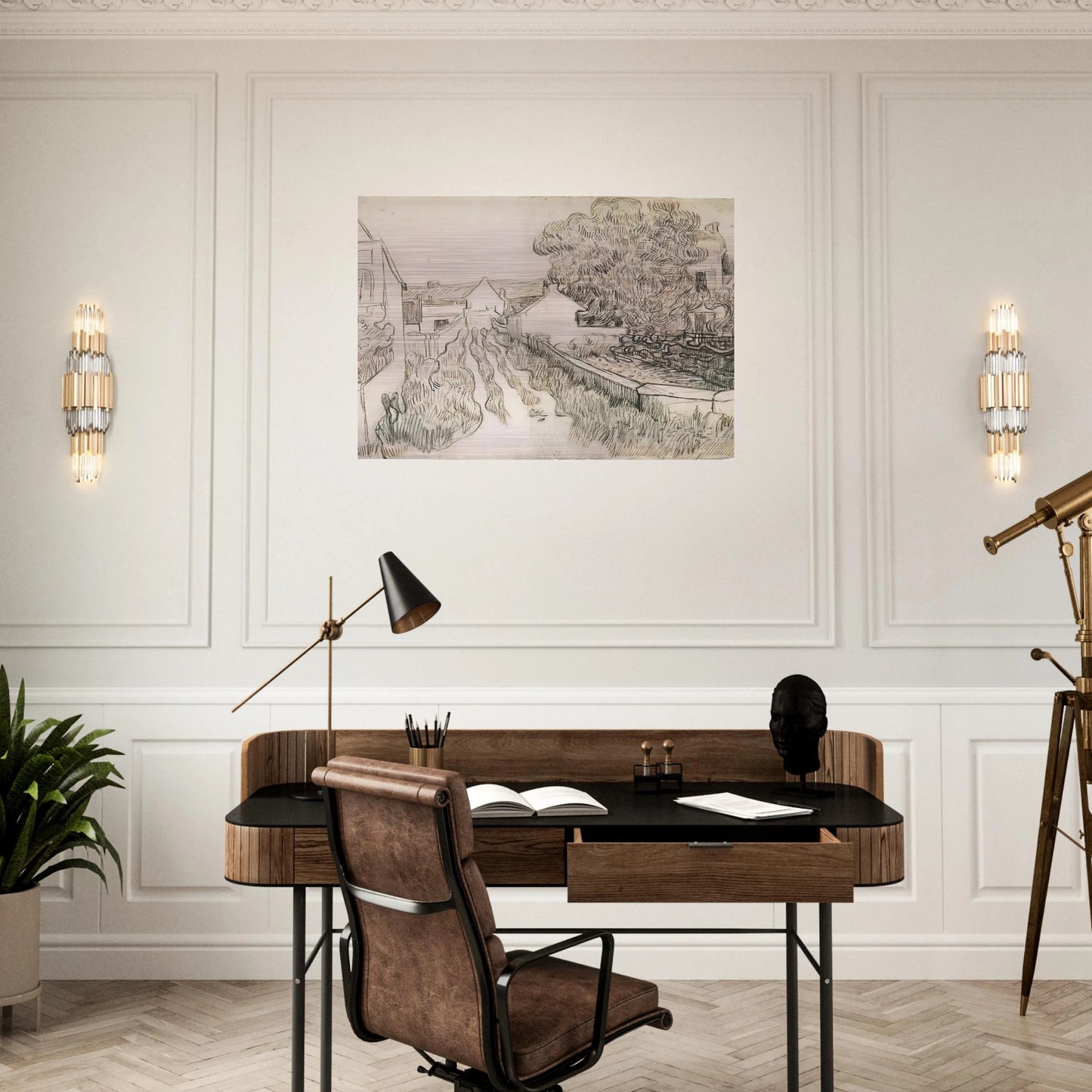Village Street - Vincent van Gogh Brushed Aluminum Print - 70x100 cm / 28x40 inches | Vincent van Gogh Aluminum Print | Vincent van Gogh Prints