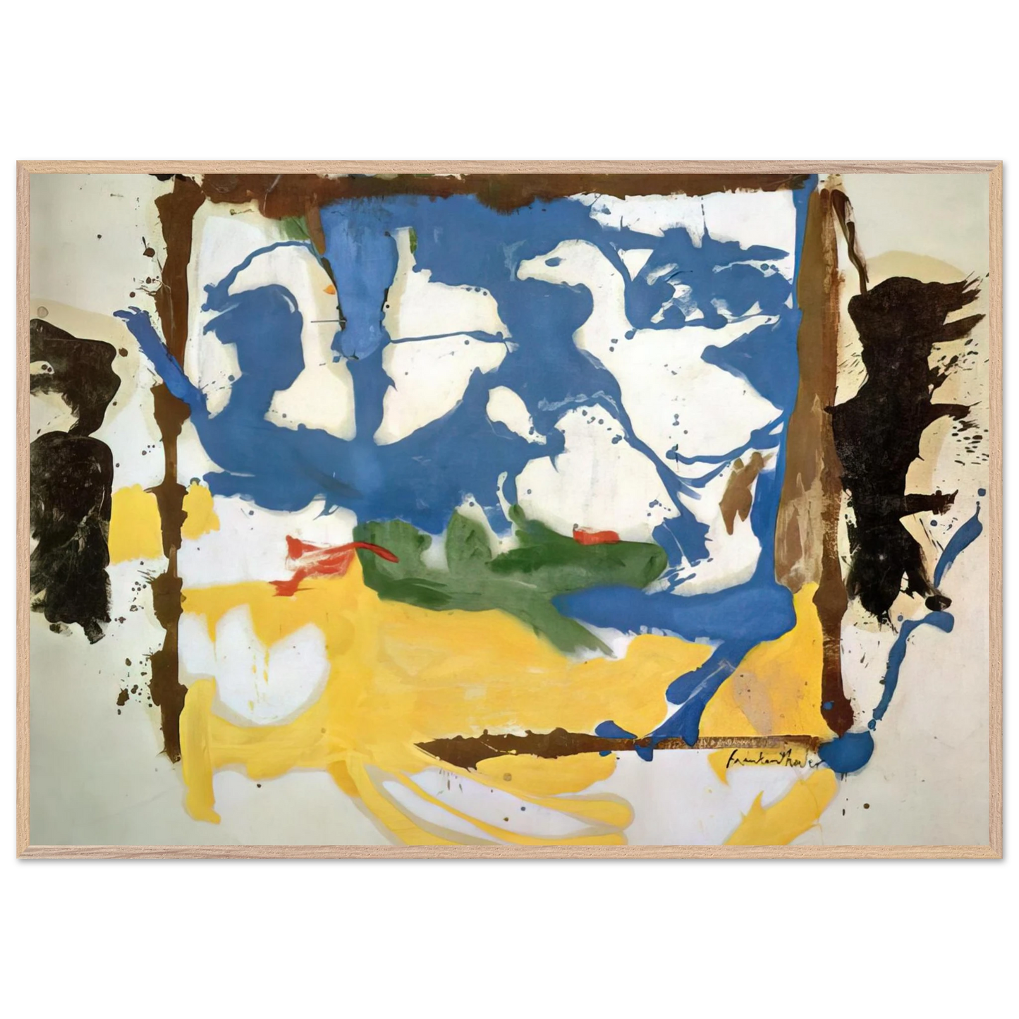 Helen Frankenthaler - Swan Lake #2 - 1961 Wall art - 27x35 cm / 11x14 inches - Premium Wooden Framed Poster With Fine Art Paper-canvas - Wood frame