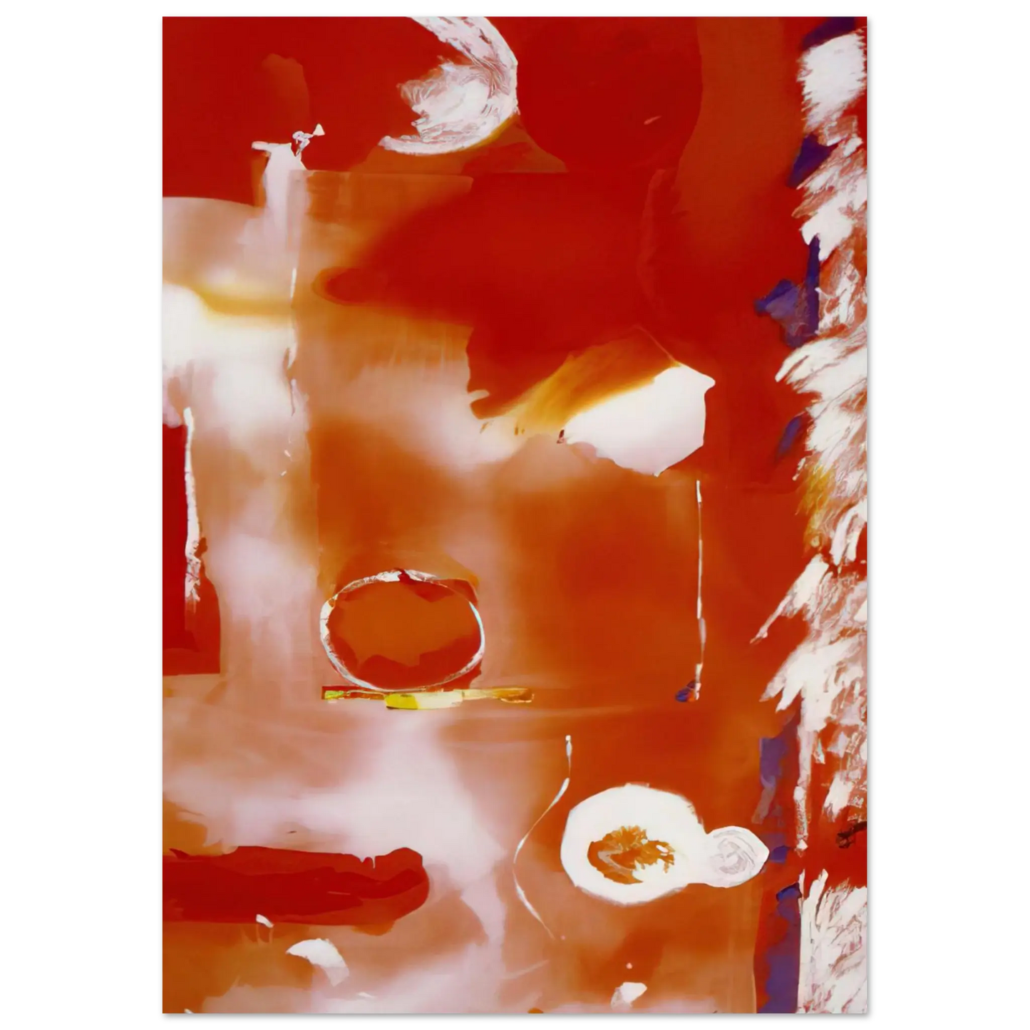 Helen Frankenthaler - Seeing the Moon on a Hot Summer Day - 1987 Wall art - 28x43  cm / XL (11x17 Inches) - Premium Wooden Framed Poster With Fine Art Paper - White frame