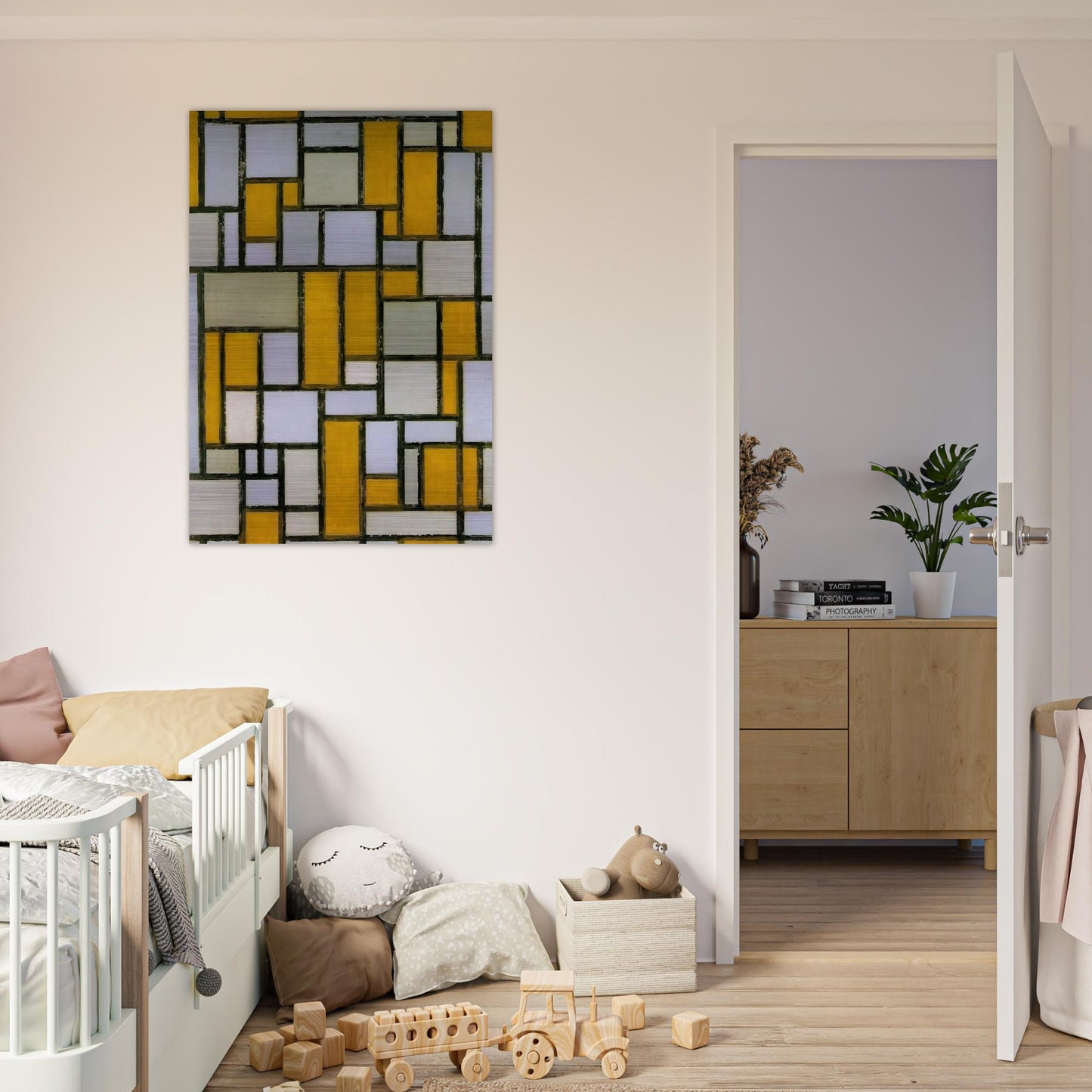 Composition with Gray and Light Brown - Piet Mondrian Brushed Aluminum Print - 70x100 cm / 28x40 inches | Piet Mondrian Aluminum Print | Piet Mondrian Prints