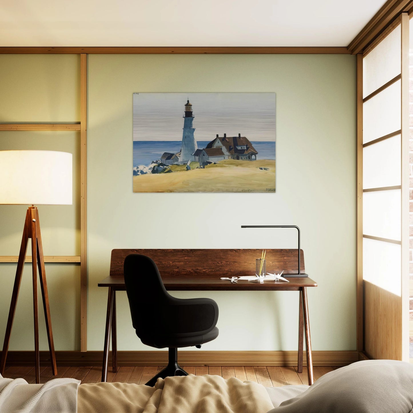 Lighthouse and Buildings, Portland Head, Cape Elizabeth, Maine - Edward Hopper Brushed Aluminum Print - 70x100 cm / 28x40 inches | Edward Hopper Aluminum Print | Edward Hopper Prints