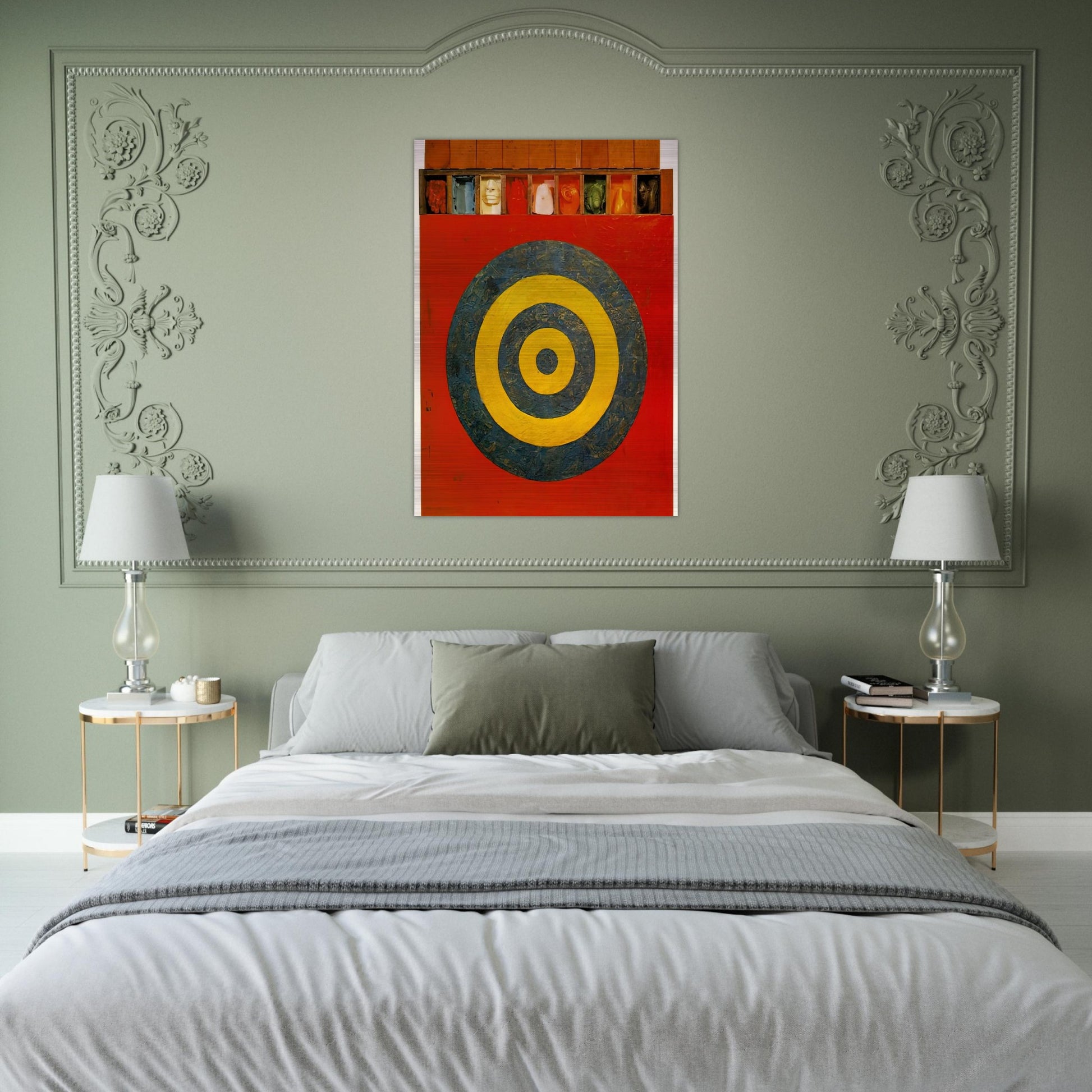 TARGET WITH PLASTER CASTS 1955 - Jasper Johns Brushed Aluminum Print - 70x100 cm / 28x40 inches | Jasper Johns Aluminum Print | Jasper Johns Prints