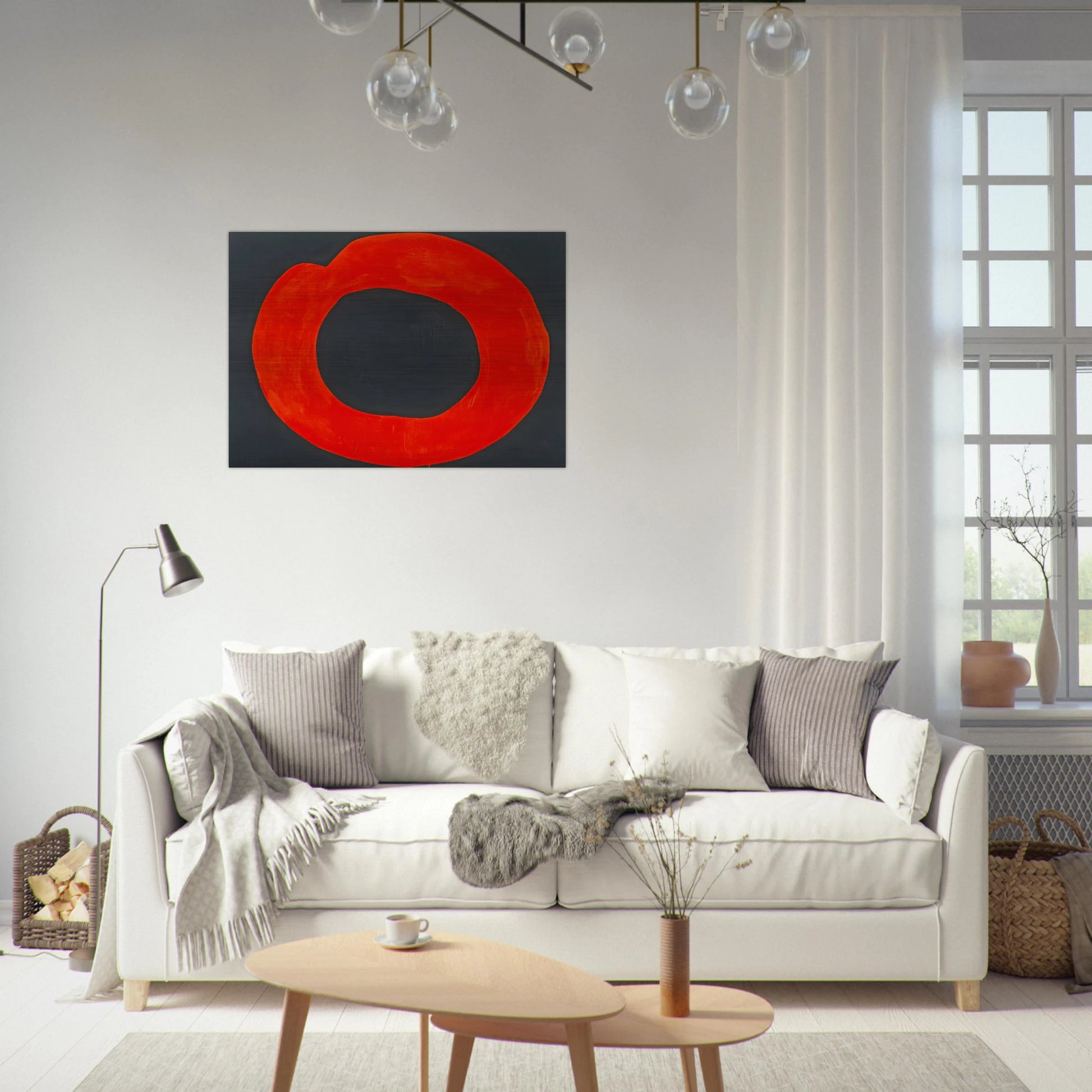 Red Circle on Black - 1965 - Jiro Yoshihara Brushed Aluminum Print - 70x100 cm / 28x40 inches | Jiro Yoshihara Aluminum Print | Jiro Yoshihara Prints