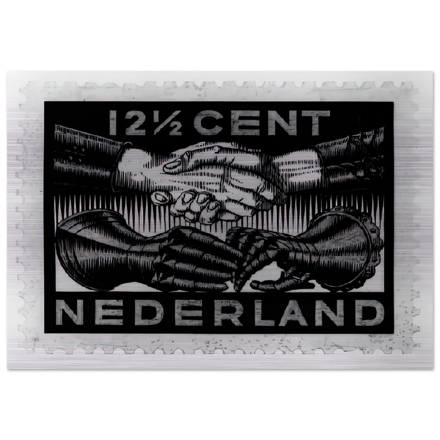 DESIGN FOR DUTCH PEASE POSTAGE STAMP MARCH 1932 1932 - MC Escher Brushed Aluminum Print - 70x100 cm / 28x40 inches | MC Escher Aluminum Print | MC Escher Prints