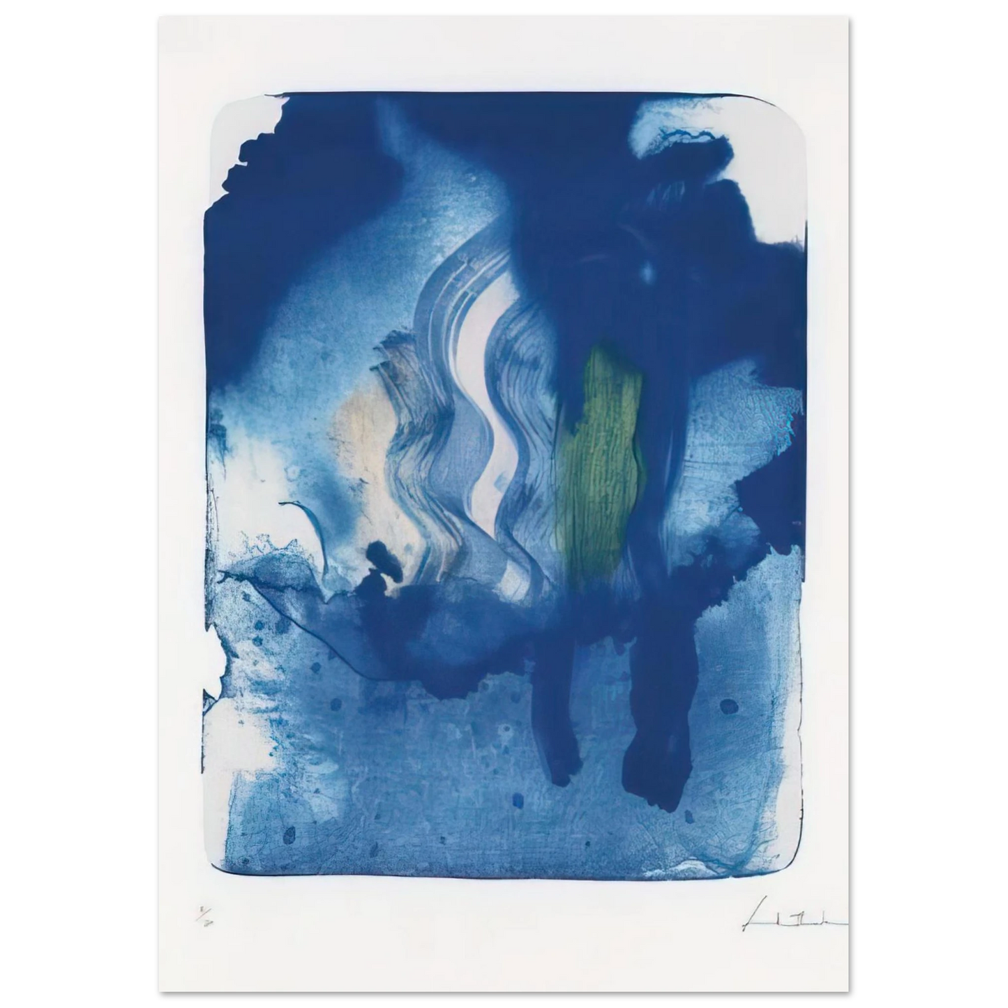 Helen Frankenthaler - Reflections V - 1995 Wall art - 30x40 cm / 12x16 inches - Premium Wooden Framed Poster With Fine Art Paper-canvas - Wood frame
