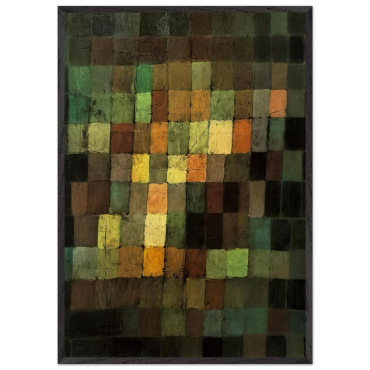 ANCIENT SOUND ABSTRACT ON BLACK BACKGROUND 1925 - Paul Klee 70x100 cm / 28x40 inches Framed Art Print – Black Wooden Frame