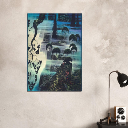 Surf Wind and Fog - Eyvind Earle Brushed Aluminum Print - 70x100 cm / 28x40 inches | Eyvind Earle Aluminum Print | Eyvind Earle Prints