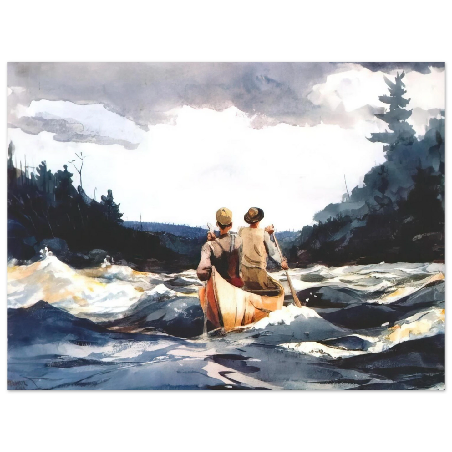 Winslow Homer - CANOE IN THE RAPIDS  75x100 cm / 30x40inches Fine Art Poster