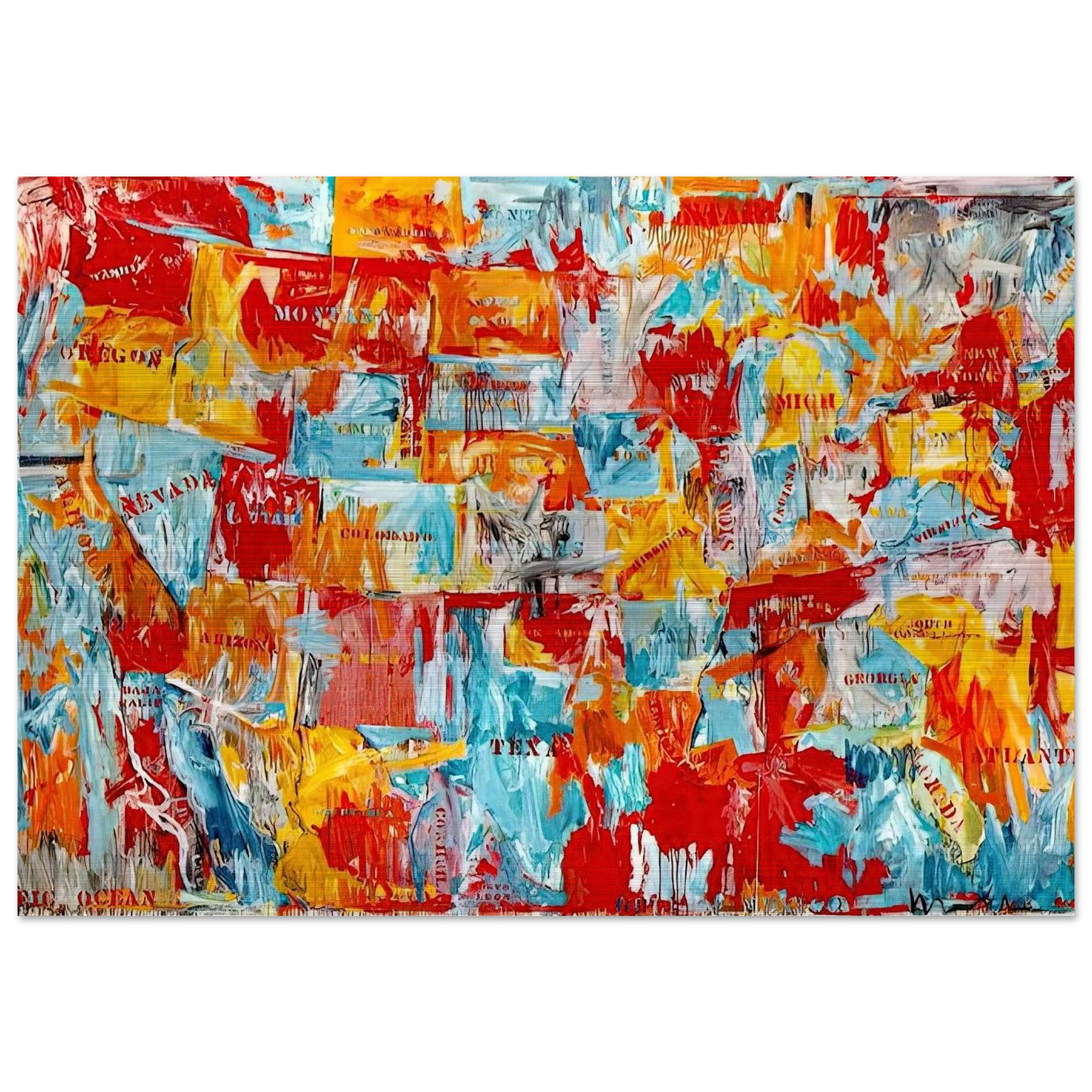 MAP - Jasper Johns Brushed Aluminum Print - 70x100 cm / 28x40 inches | Jasper Johns Aluminum Print | Jasper Johns Prints