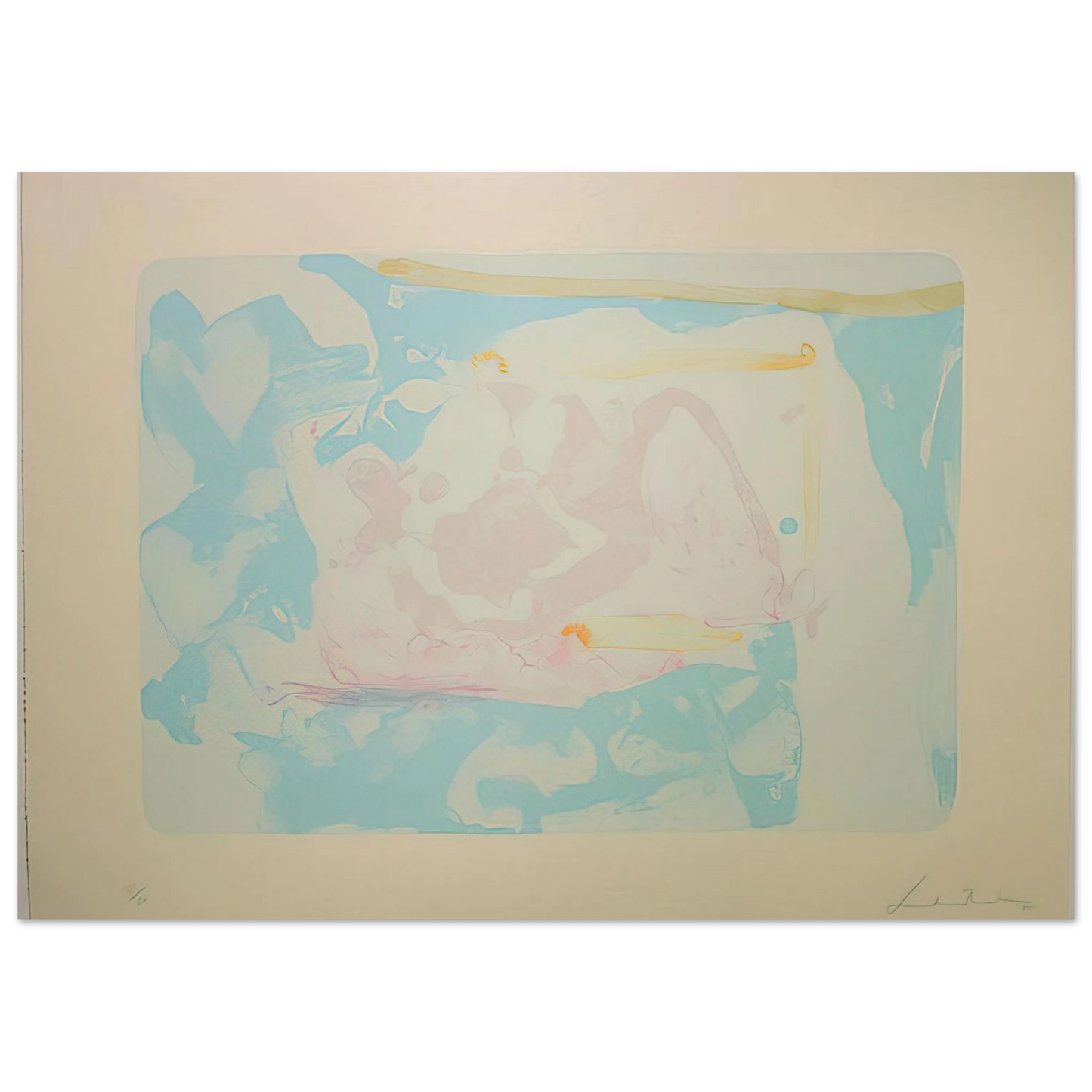 Helen Frankenthaler - Reflections III - 1995 Wall art - A2 (42 x 59.4  cm) - Premium Wooden Framed Poster With Fine Art Paper-canvas - White frame
