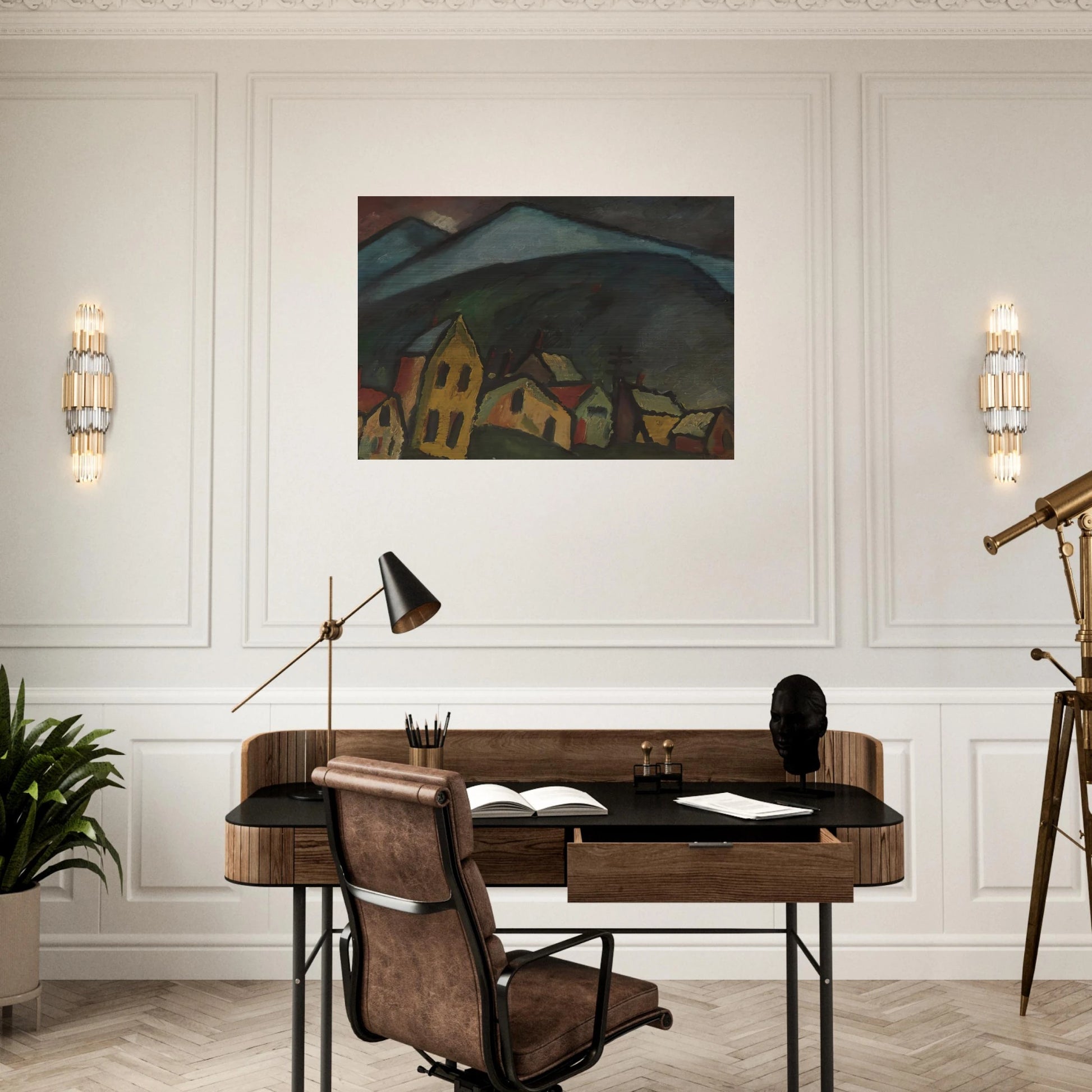 BERGLANDSCHAFT MIT H USERN 1912 - Alexej von Jawlensky Brushed Aluminum Print - 70x100 cm / 28x40 inches | Alexej von Jawlensky Aluminum Print | Alexej von Jawlensky Prints