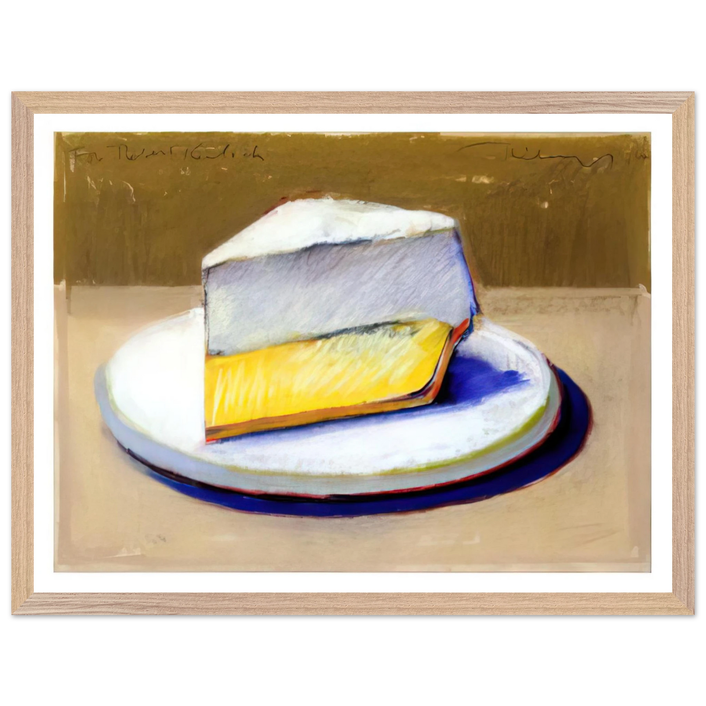 Wayne Thiebaud - Lemon Meringue Pie - 1964 Wall Art - 60x80 cm / 24x32 inches - Premium Wooden Framed Poster With Fine Art Paper-canvas - Black frame