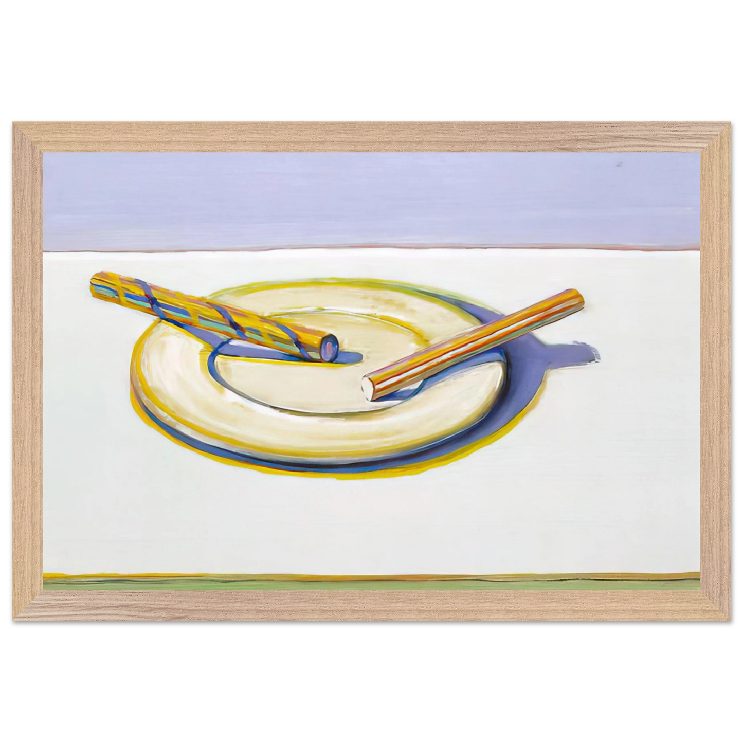 Wayne Thiebaud - Two Candy Sticks - 2004 Wall Art - 21x29.7 cm / 8x12" - Premium Wooden Framed Poster With Fine Art Paper - Wood frame